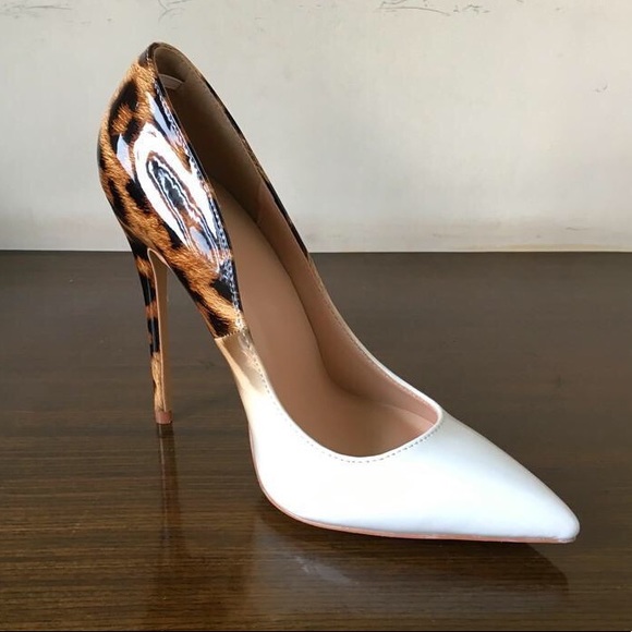 Ombre White and Brown Leopard High Heels - Picture 3 of 4